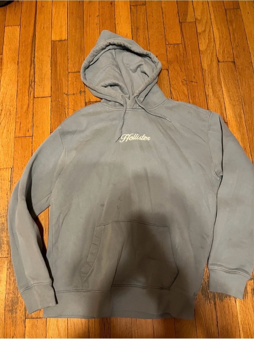 Hollister Pastel Blue Pullover Hoodie with Script Logo